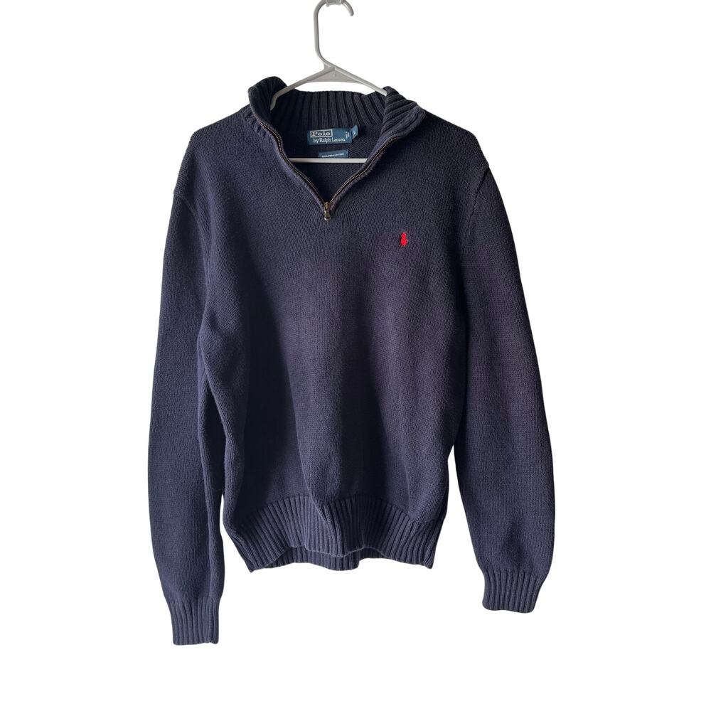 Vintage Polo Ralph Lauren Pima Cotton 1/4 Zip Sweater Large